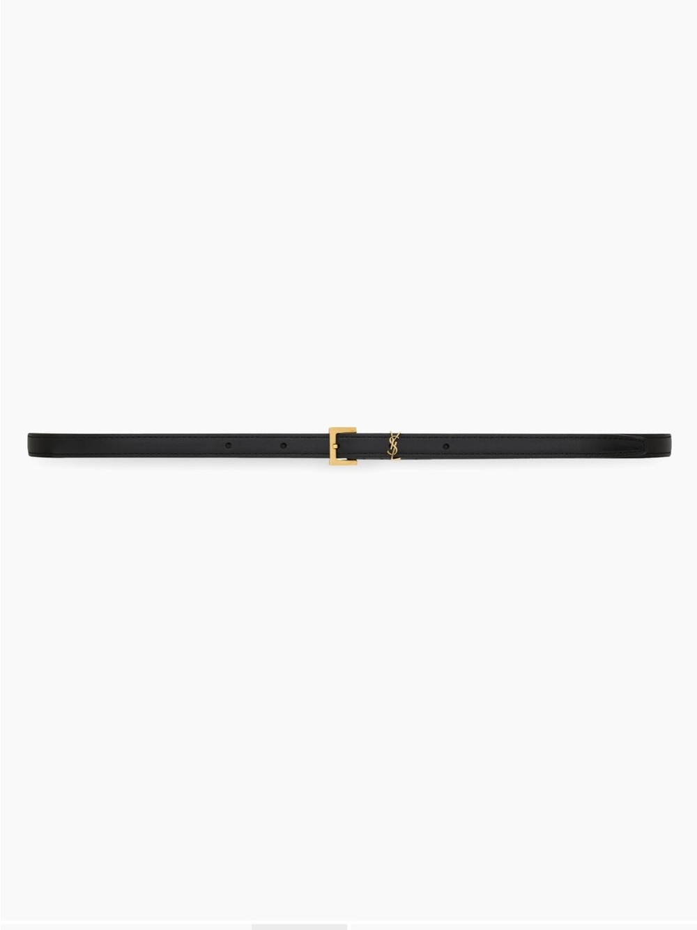 Yves Saint Laurent Black Cassandre Extra Thin Belt